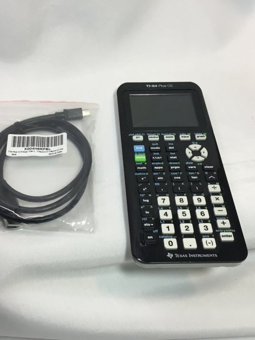Texas Instruments TI-84 Plus CE Graphing Calculator - Black With Cable NO CASE